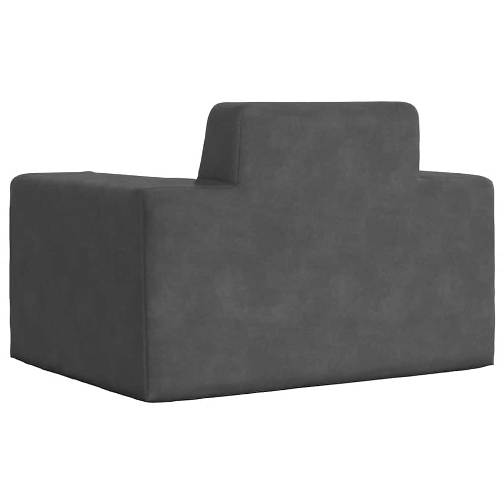 Sofa dziecięca antracytowa z miękkiego pluszu z wypełnieniem piankowym i zdejmowaną poszewką do pokoju dziecięcego, 52 x 38 x 34 cm, łatwa do czyszczenia, bezpieczna i wygodna, do relaksu