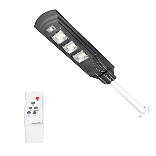 Up To 40% OFF XIADANBA 60W Solar Street Light Outdoor Dust to Dawn IP65 Waterproof, 6000lm Outdoor Solar Light with Remote Control, 150 LED Solar Street Light Wall Mount for Parking Lot,Yard