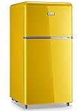 WANAI Compact Refrigerator, 3.2 Cu.Ft Retro Mini Fridge with Freezer, Dual Door Small Refrigerator...