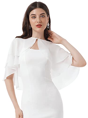Women's Layered Chiffon Shawls Wraps for Evening Dress Wedding Cape Cover Up Capelets Shrug4