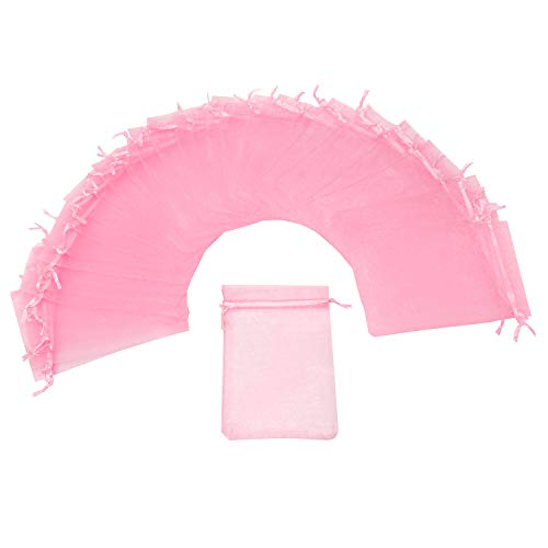 Image of Dealglad 50pcs Drawstring Organza Jewelry Candy Pouch Christmas Wedding Party Favor Gift Bags (8x12, Pink)
