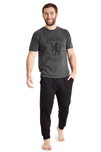 Chelsea F.C. Mens Pyjamas Set, Cotton Mens Pjs, Official Football Gifts for Men (M, Grey)