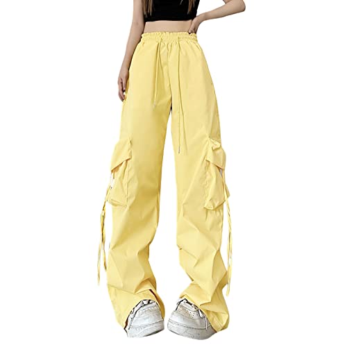 Pantalon cargo pour femme - Pantalon sarouel - Pantalon de travail - Pantalon de détente - Taille haute - Taille haute - Pantalon hippie décontracté -...