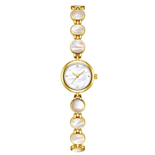 HONKERW Reloj de Pulsera Reloj de Pulsera Resistente al Agua Aurora con Conchas Naturales de Colores, Reloj Redondo de Cuarzo, Ideal for Novia y Esposa, Relojes