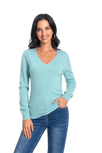 Image of Women's 100% Cashmere V-Neck Long Sleeve Pullover