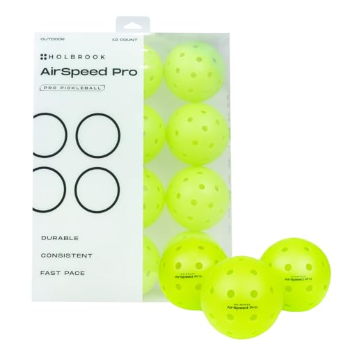 Holbrook Aerospeed Pro Outdoor Pickleballs - USAPA Approved, Consistent Bounce, High Visibility, Made from Premium Durable Materials - 12 Pack