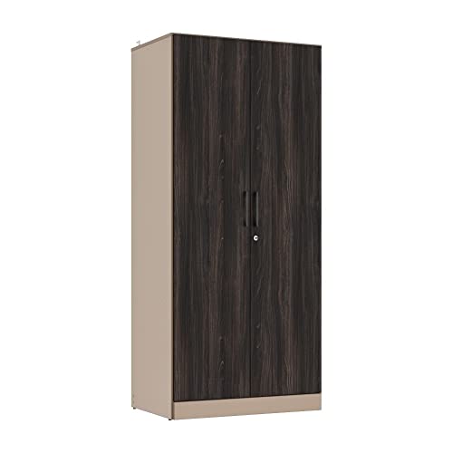 Image of Wakefit Wardrobe | 1 Year Warranty | Engineered Wood Almirah, Cupboard for Clothes Storage | 2 Door, 1 Shelf, 2 Drawers, 1 Hanging Space | Cashmere Plus - Frappe-Wyoming Maple