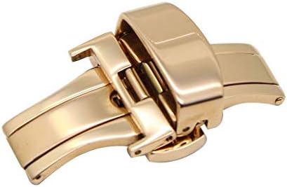 ZLIMSN Stainless Steel Butterfly Deployment Buckle Double Push Spring Bar Deployment Fashion Watch Band Clasp Color & Width Silver Rose Gold Golden Black (12mm, Rose)