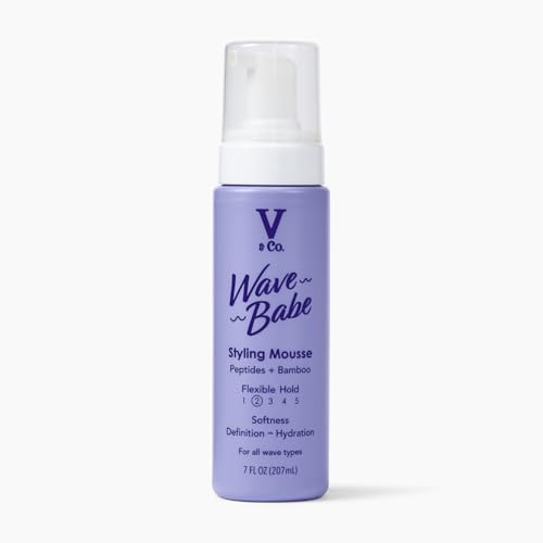 V&Co. Wave Babe Styling Mousse – Hair Mousse for Wavy Hair, Frizz Control & Volume – Lightweight Flexible Hold,Hydrating Hair Styling Product with Peptides & Bamboo Extract – 7 oz