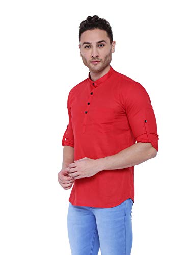 Image of Rajubhai Hargovindas Men's Linen Straight Short Kurta