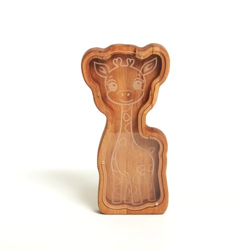 TEXAS BEST GIFT Personalized Giraffe Wooden Piggy Bank for Kids