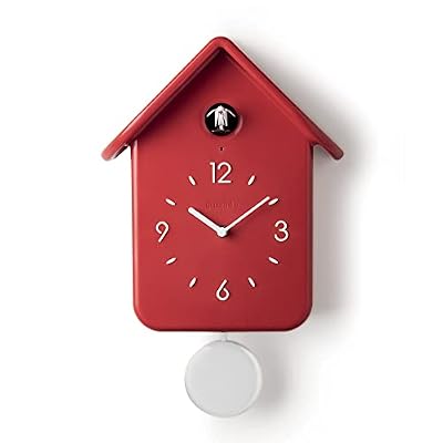 Guzzini QQ Orologio da Parete con Cucù e Pendolo, colore rosso