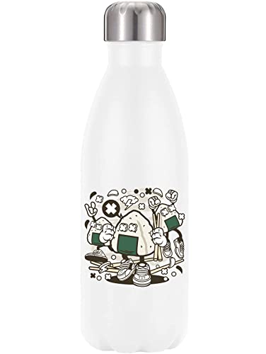 Onigiri Traditional Japanese Food Hip Hop Art 350 ml Wasserflasche Styled Thermoflasche Edelstahl BPA-freie Thermoskanne Weiß One Size