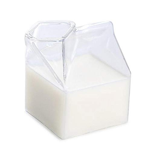 Leikance Milchglasbecher, Milchbox, Glas, Milchkarton, transparent, unregelmäßige Tasse, 250 ml Cover