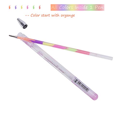 12 Assorted Glitter Pen Set Rainbow Colored Gel Ink Pen 0.8Mm Rollerball Point Pen For Diy Photo Album, Black Paper,Gift Card,Writing, Drawing,Coloring,Marking, 6 In 1 Ombre Ink, Smooth And Anti Skip #TOP1