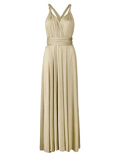 Image of Sexyshine Women's Backless Gown Dress Convertible Multi-Way Wrap Halter Cocktail Dress Bandage Bridesmaid Long Dresses