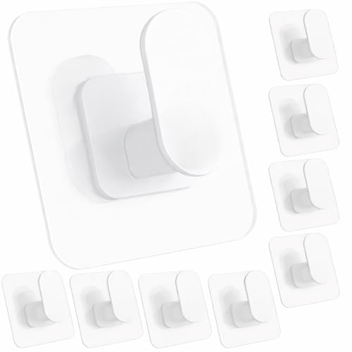 Image of ELMVIA Self Adhesive Hooks /Wall Hangings Hook /Waterproof Hooks for Wall Without Drilling Heavy Duty Bathroom Kitchen Towel Wall Hooks for Hanging Strong Coat (10, White Nail Hook)