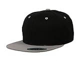 Blank Adjustable Flat Bill Plain Snapback Hats Caps (One Size, Black/Light Grey)