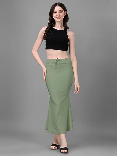 Image of Women's Saree Shapewear Petticoat, Cotton Blend Stretchable Mermaid Skirt, High Waist Tummy Control, Smooth Curve Fit with Adjustable Drawstring