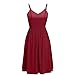 Akklian Women Mini Dress Spaghetti Strap V Neck Beach Dresss a Line Swing Dress Fashion Casual Summer Dresses for Women 2024 Wine