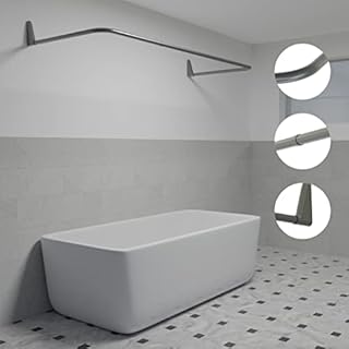 Erica U-shaped Shower Curtain Rod for Bathtubs, 70x165x70 Centimeter, Matte Silver, Wall Mounted Without Need to Fix to the Ceiling, PVC-free Plastic Coating, 100 Percent Rustproof
