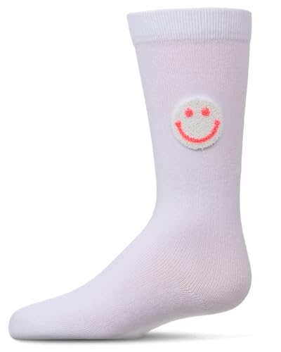 MeMoi Girls' Fuzzy Smiley Face Knee High Socks3