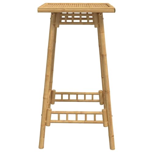 Mesa de jardín cuadrada de bambú premium con diseño de listones elegante 7