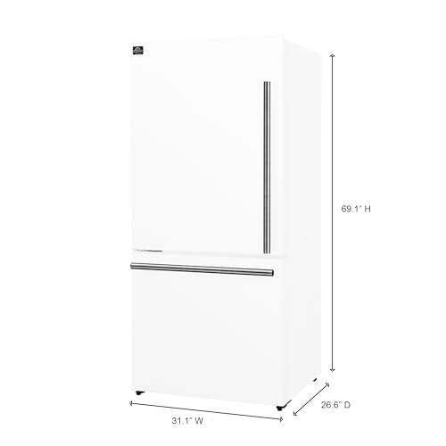 Forno C-FFFFD1786-31WHT 31 Inch Milano Espresso White Fridge With Bottom Freezer With Touch Control & Led - 17.2 Cu. Ft Counter Depth Refrigerator thumb #2