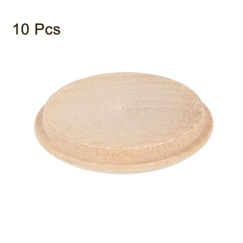 Image of Uxcell 10Pcs Lotus Wooden Round Wood Plugs, 40mm /1.57 inch Hardwood Screw Hole Plugs, 45mm x 40mm