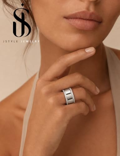 Image of Jstyle Wedding Bands for Women Eternity Band Rings Stackable Cubic Zirconia Ring 2-2.5MM Engagement Band Ring for Women Dainty Simulated Diamond Rings No Tarnish Size 5-9