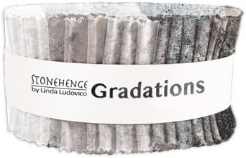 Northcott Jelly Roll - Stonehenge by Linda Ludovico Gradations Graphite Grays Greys 2.5"" Strips Roll-Up Bundle Quilter's Cotton Fabric Precuts (SGRAD40-99) M534.22