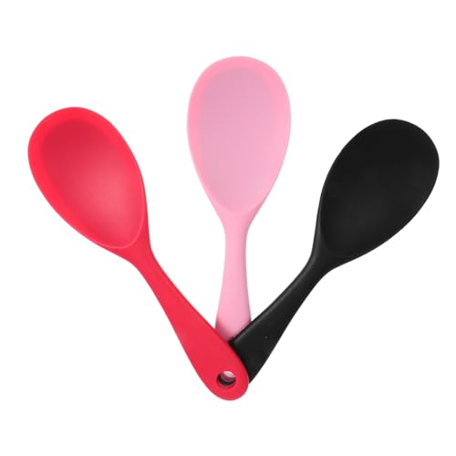 La Mejor Selección de Cucharas para arroz los mejores 10. 47 EXHUMKY 3 Piezas Cucharas de Arroz de Silicona de Antiadherente Resistente Calor Utensilios de Cocina para Arrocera y Comidas Familiares
