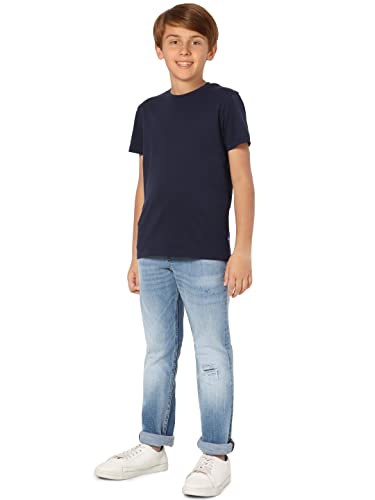 Image of JACK & JONES Solid Cotton Shirt Collar Boys T-Shirt