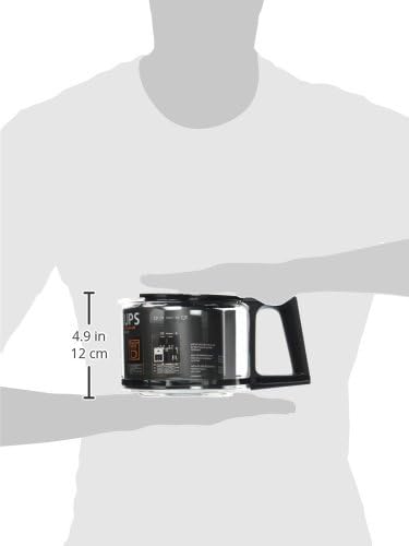 KRUPS XB900601 Coffee Maker Carafe with height and width measurements.