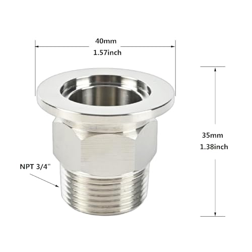 Image of SS304 KF25 NPT Male Adaptor thread 3 /4 inch NW25 KF Male coupling ISO-KF25 X NPT 3 /4 inch