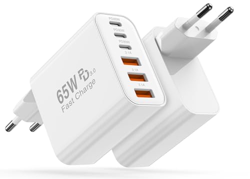 6 Port Chargeur USB C, Total 65W Prise Chargeur USBC USB Rapide pour iPhone 17 16 15 14 13 12 11 Pro Max X XS XR,Multiple Secteur Type C Adaptateur 25W(Max)...