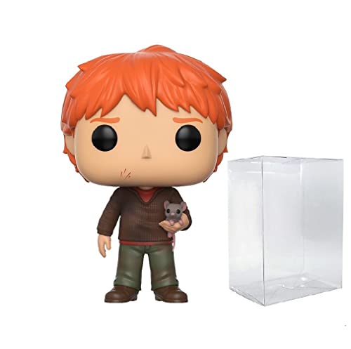 HARRY POTTER - Ron Weasley con Scabbers Funko Pop! Figura de vinilo (empaquetado con funda protectora compatible con Pop Box), multicolor, 3.75 pulgadas