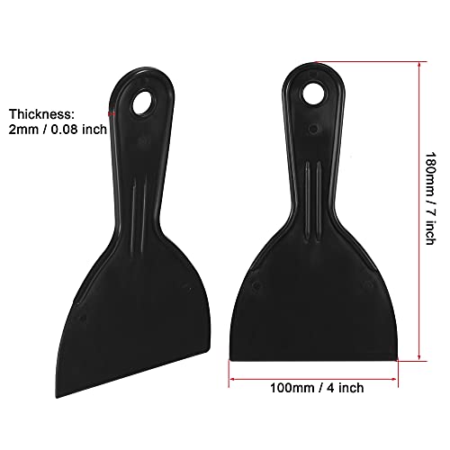Uxcell Putty Scraper 4" Abs Plastic Spatula Drywall Patch Repair Spreader Wall Covering Smoother Black 2Pcs #TOP1