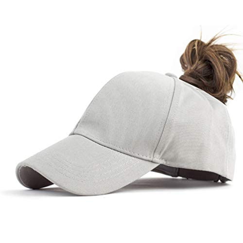 High Ponytail Baseball Hat - Women Messy Bun Hat, Sun Protection Ponycaps Retro Cap, Gray, One size