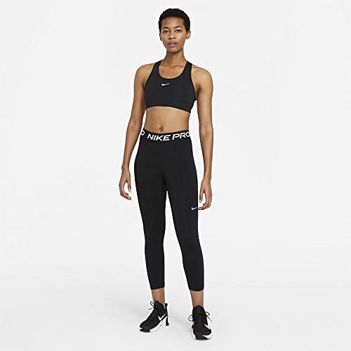 Nike Calça legging feminina Pro 365 de cintura média com painel de malha cropped escolar, Preto/bran