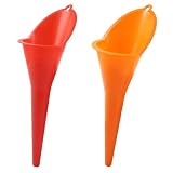 VDAMZVO 2Pcs Long Neck Funnel, Multi-Purpose Spill Saver Plastic Funnel, Automotive Oil Funnels for Filling Engine Oils/Lubricants/Water/Diesel Fuel/Kerosene (Orange+Red)