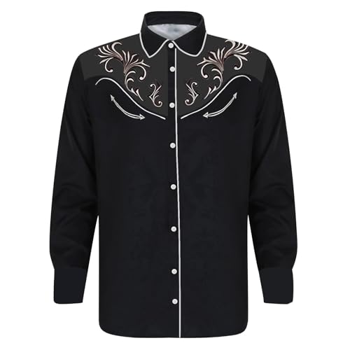Générique Chemise Cowboy Homme 4XL Blanche De Western pour - Manches Longues Broderie Country en Jeans Déguisement Jean Shirt T-Shirt Grey XL