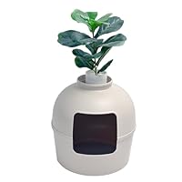 RHRQuality Bac à litière - Flower XXL – Bac à litière dissimulé – pour Grands Chats – avec Grande entrée (51 cm) et Partie supérieure Amovible – Cappuccino Cream