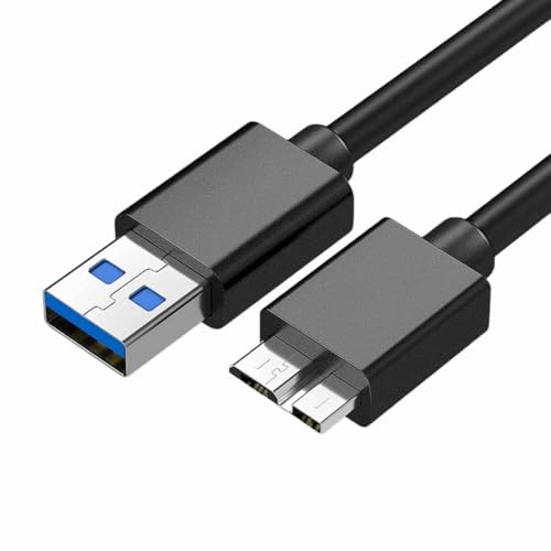Cable Micro USB 3.0, Cable USB Disco Duro Externo Compatible con Toshiba Canvio, Seagate FreeAgent y Western Digital (WD) My Passport/Elements, Samsung Galaxy S5, Velocidad 5Gbps, 50 cm