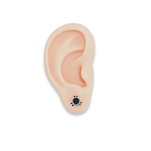 Boucle d'oreille argent 925 sterling Onyx noir Clous d'oreilles véritable argent femme (NO.: MOS-091-03) – Image 3