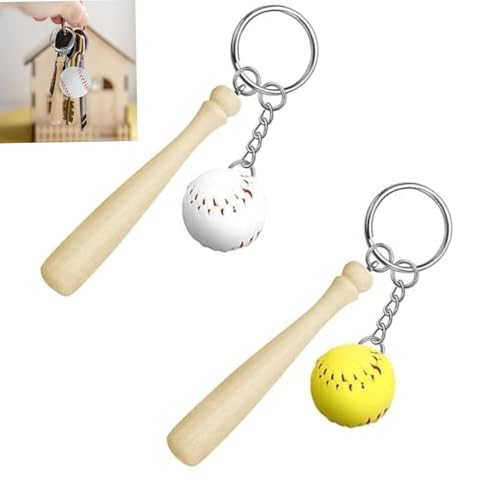 Design creativo: ogni portachiavi con mazza da baseball è modellato su una vera palla da baseball. Il ciondolo include mazza da baseball, baseball e guanto da baseball. La forma è realistica e i dettagli sono squisiti. I dettagli ben studiati e la squisita fattura lo rendono un portachiavi elegante e unico.