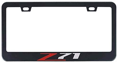 Z71 for Chevy Colorado Silverado 1500 Black Red Stainless Steel Black License Plate Frame Cover Holder Rust Free with Caps and Screws (2)