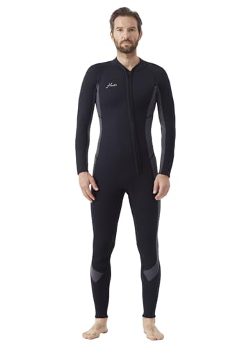 Image of Hevto Men Wetsuit 3 /2mm Neoprene Front Zipper for Surfing Diving | 16 Size Options with Regular Short and Tall Fits Wet Suit in Cold Water for Swimming Snorkeling Kayaking and SUP