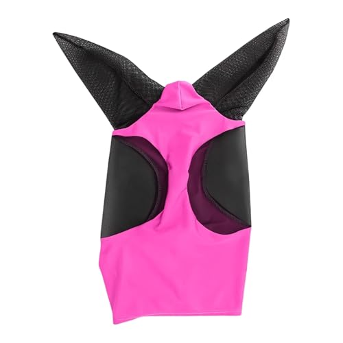 Horse Face Mask Breathable Prevent Fly Stretchy Knitted Mesh Ear Masks Protector Riding Equestrian Equipment for Horse(Red)
