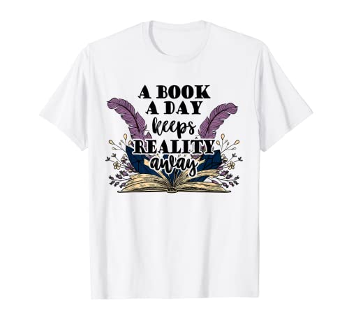 Un libro al giorno tiene lontana la realtà amante del libro vintage Maglietta